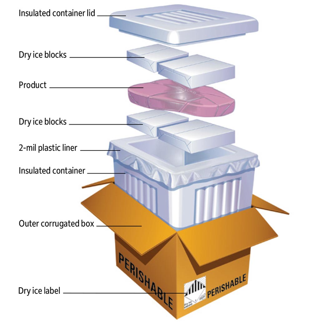 Shipping items with dry iice