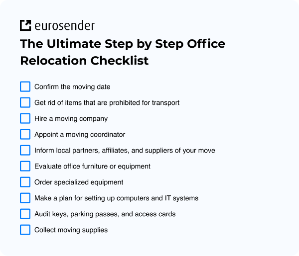Step by step office relocation - Checklist